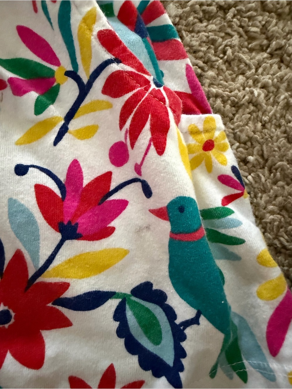 Mini Boden Striped Red & White Tank Dress with Colorful Floral Skirt - Kids 3-4T - Picture 4 of 4